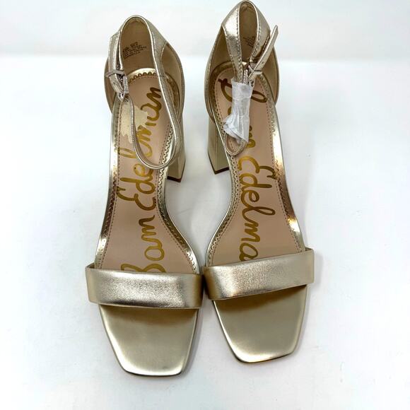NEW Sam Edelman Daniella Gold Metallic Sandals 9.5 Leather Glam Coquette Party - Picture 4 of 11